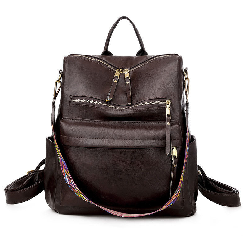 Ladies Vintage Soft Leather Backpack, large capacity