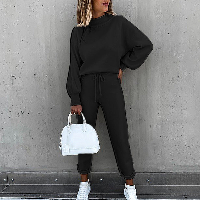 Women's High-neck Pullover, Two Piece, Sweatshirt Tracksuit with high-neck