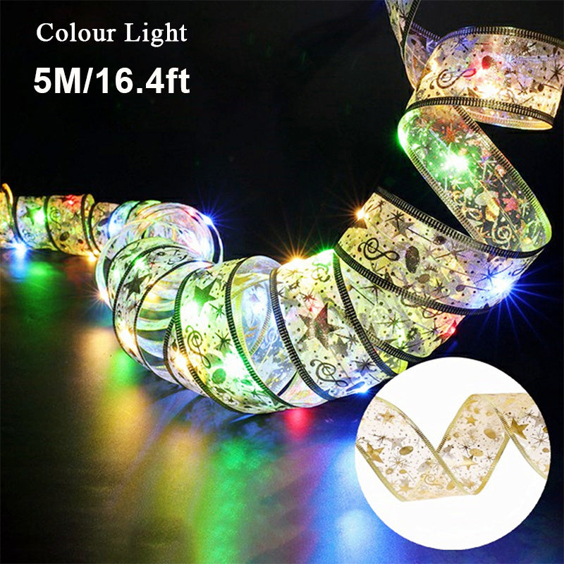 1pc Battery Powered Lights, 16.4 ft. LED Ribbon Decor, 3 styles