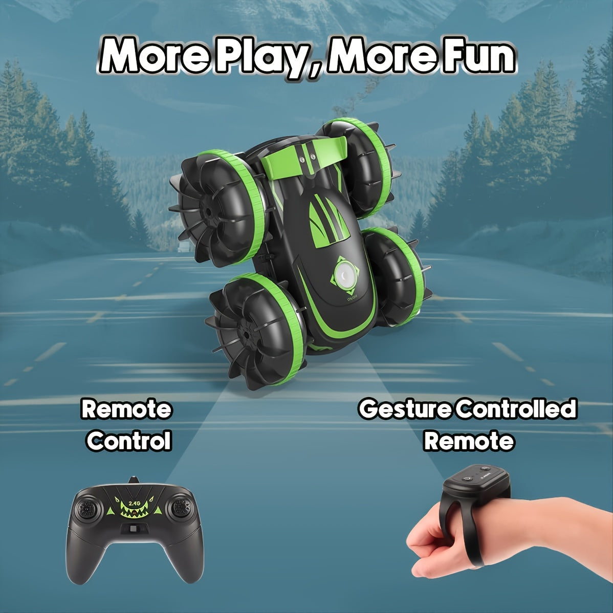 Amphibious 360° Rotating Waterproof RC Stunt Car, With Gesture Sensor, 2.4GHz Outdoor Remote Control, Four-Wheel Buggy, For ages 4 & older