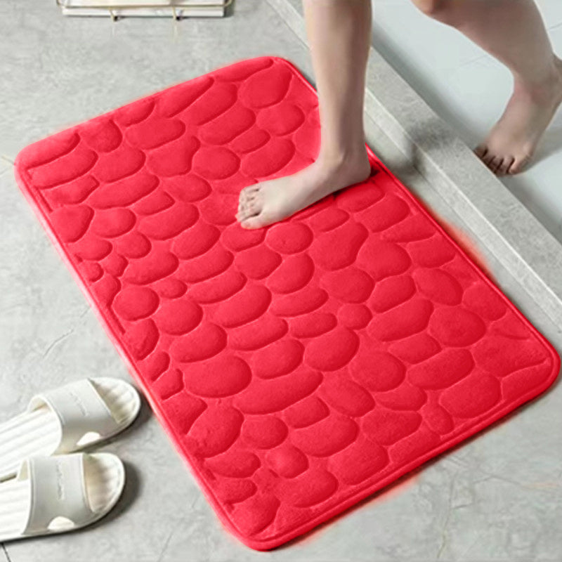 Cobblestone Embossed Bath Mat, Memory Foam Pad, Washable, Rapid Water Absorbent, Non-Slip, Thick, Soft And Comfortable