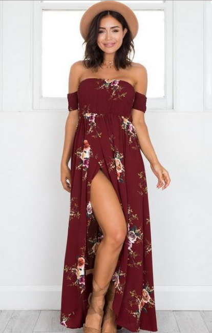 Boho style, long, Off shoulder, beach dresses