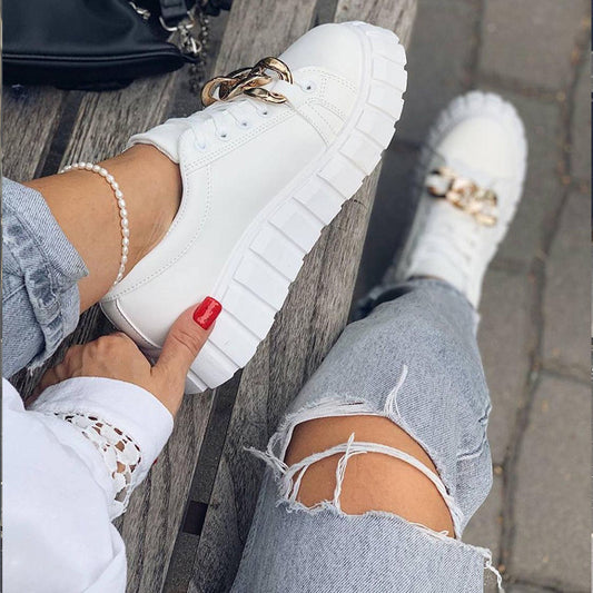 Low-Top Casual Sneakers w/chain