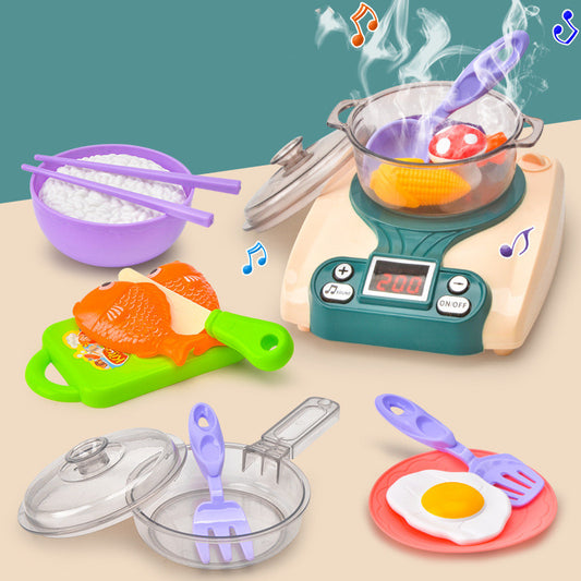 Children's Play House Toy Induction Cooker w/play dishes and food