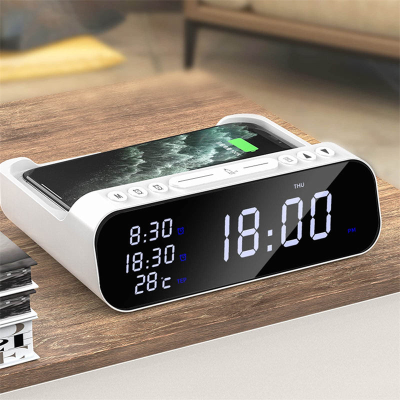 Multi Alarm Clock with Fast Charging Mobile Phone Charging Station, USB, and built-in thermostat