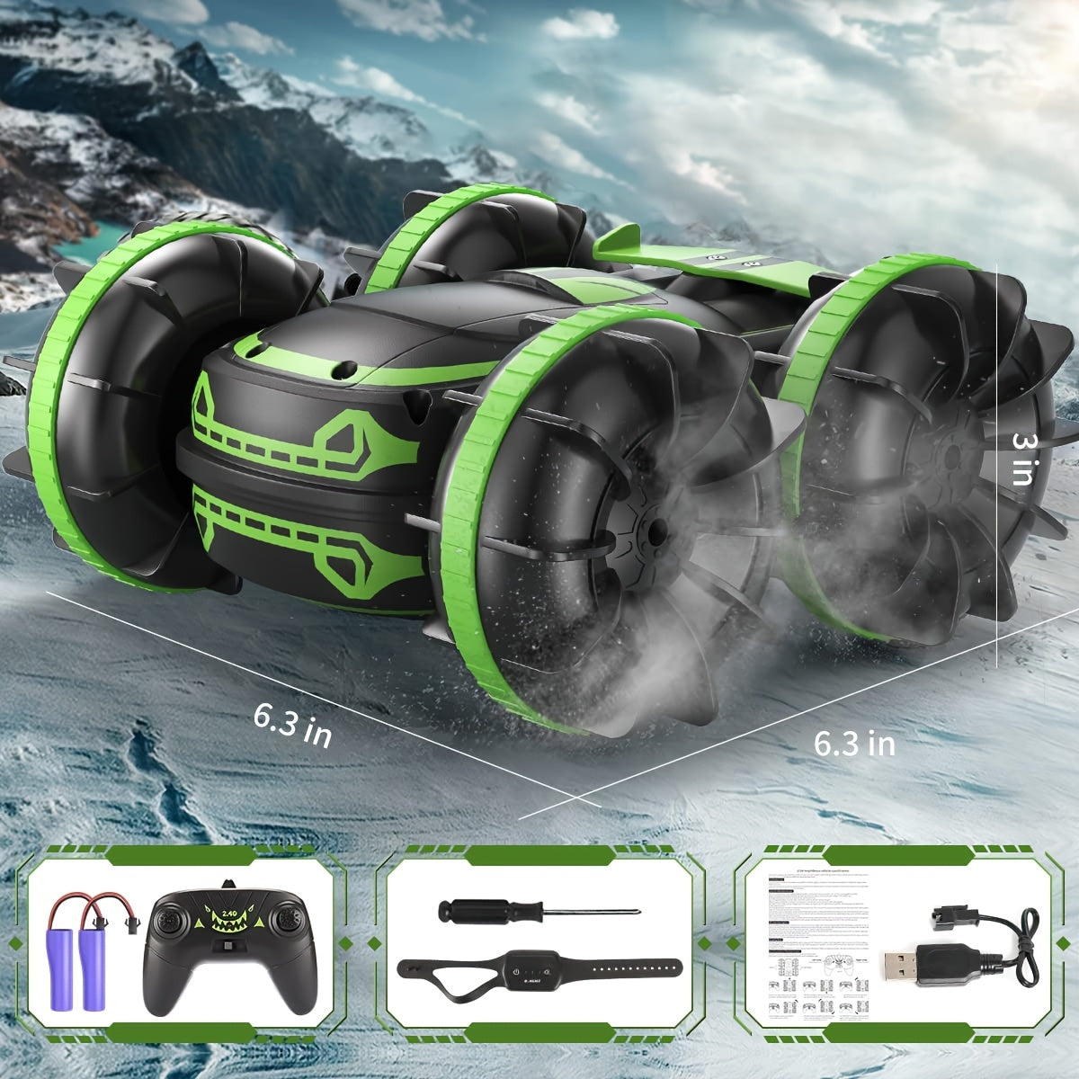 Amphibious 360° Rotating Waterproof RC Stunt Car, With Gesture Sensor, 2.4GHz Outdoor Remote Control, Four-Wheel Buggy, For ages 4 & older