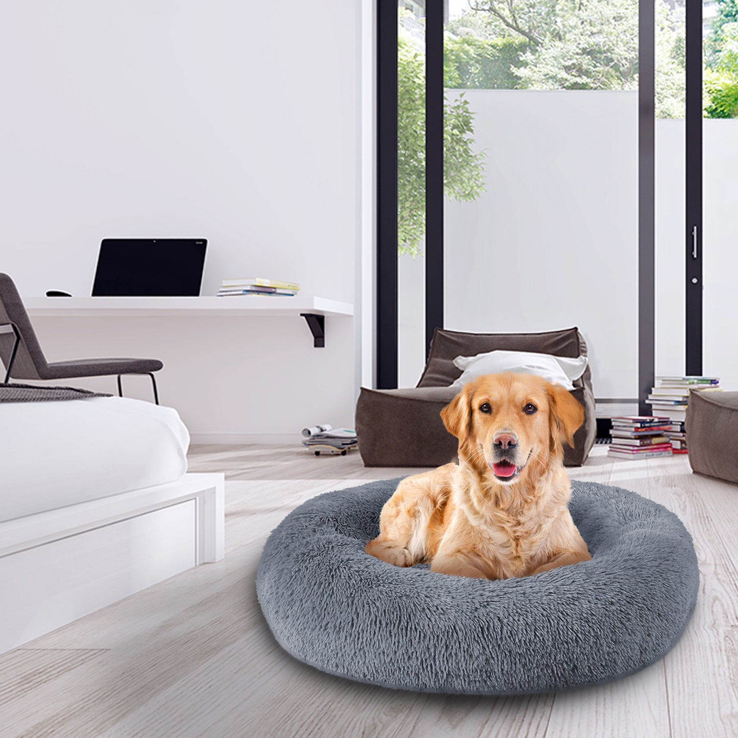 Calming Plush Pet Cushion, Sofa Pet Bed, Fluffy Pillow Nest For Small & Medium Animals