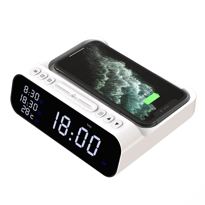 Multi Alarm Clock with Fast Charging Mobile Phone Charging Station, USB, and built-in thermostat