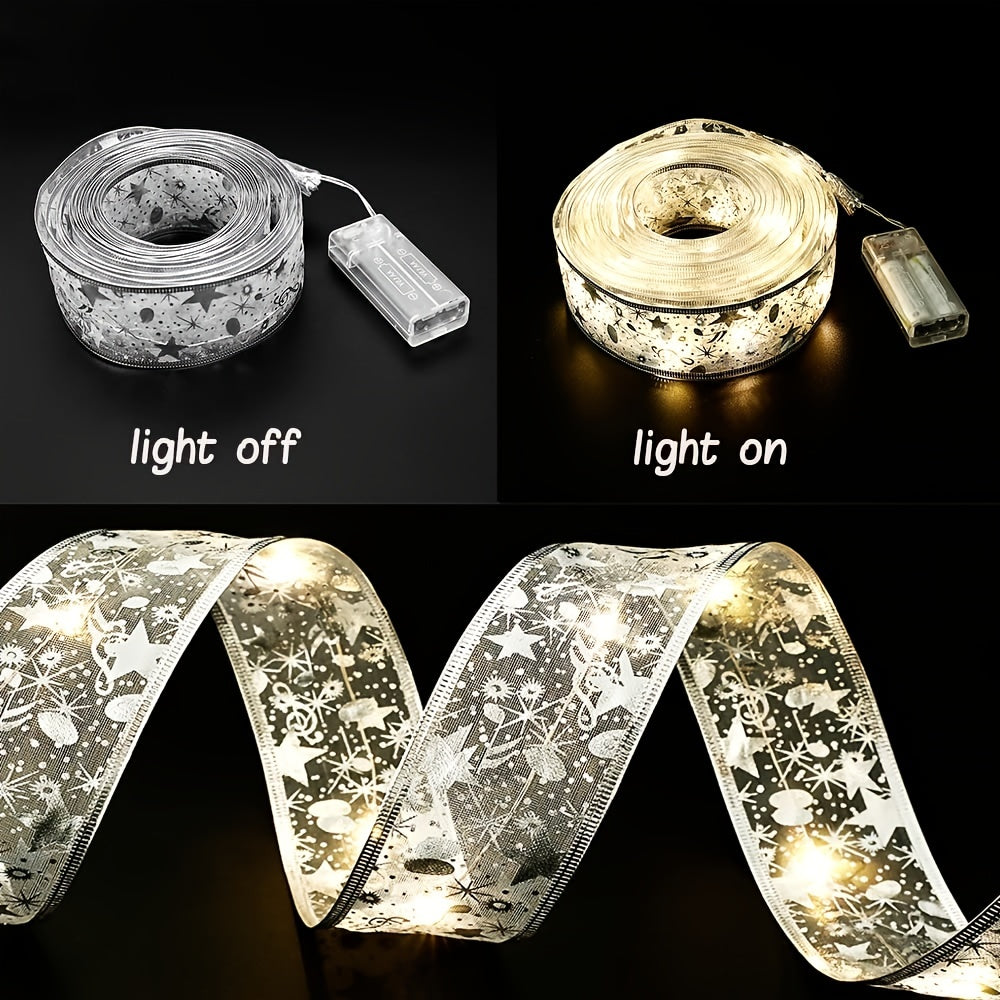 1pc Battery Powered Lights, 16.4 ft. LED Ribbon Decor, 3 styles