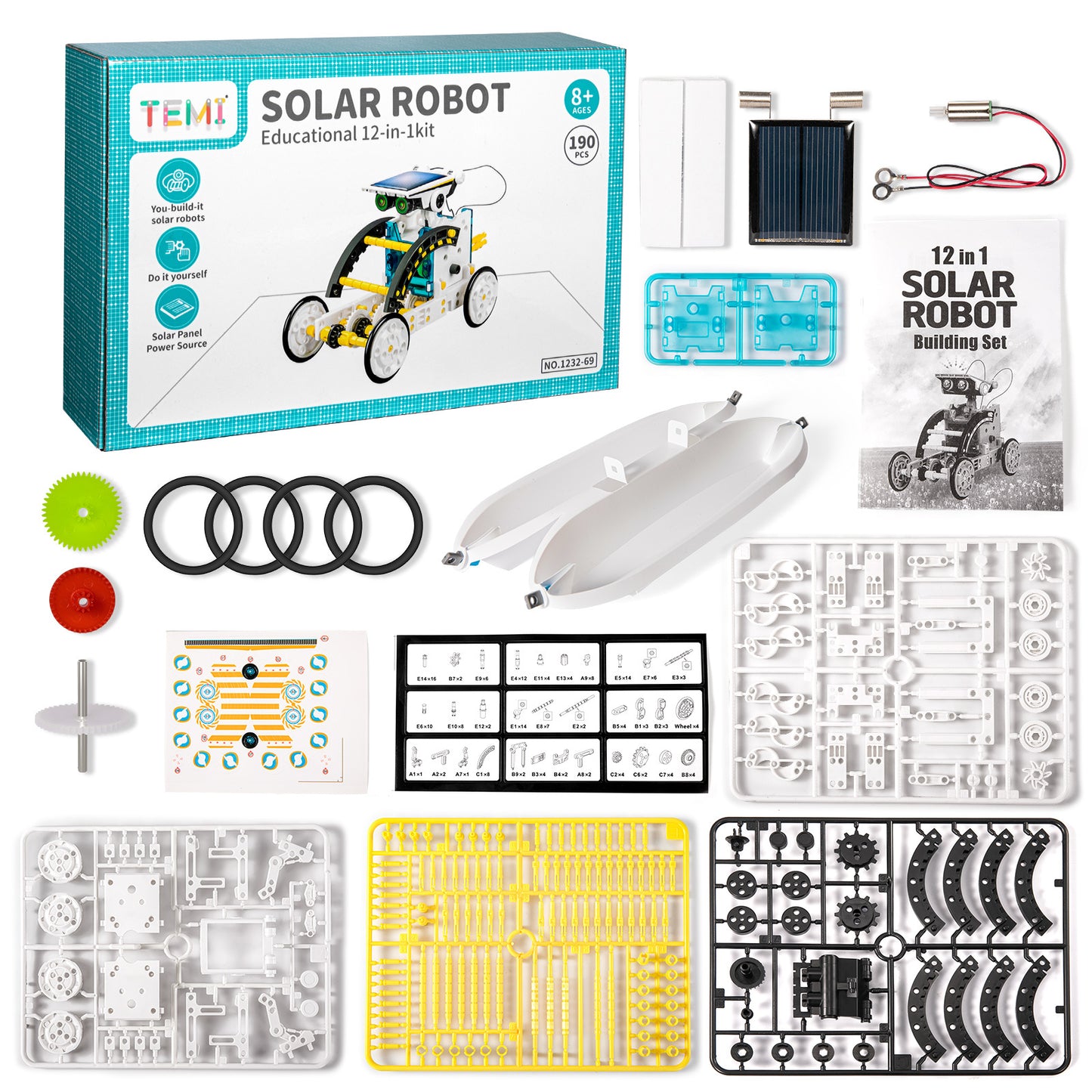 STEM Solar Robot Kit, 12-in-1 Educational STEM Science Experiment Toy, Solar Powered