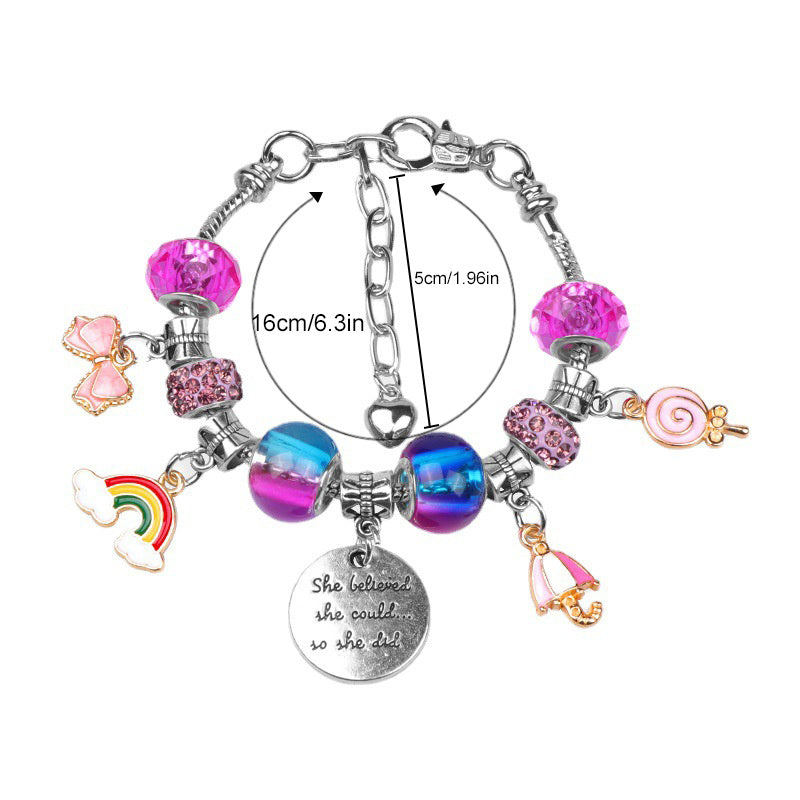 Charm Bracelet Making Kit, Including Beads & Snake Chains