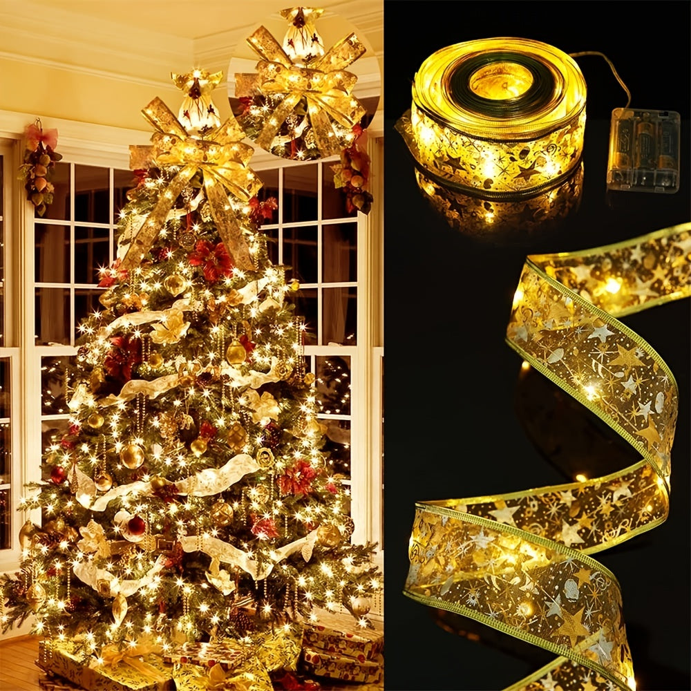 1pc Battery Powered Lights, 16.4 ft. LED Ribbon Decor, 3 styles