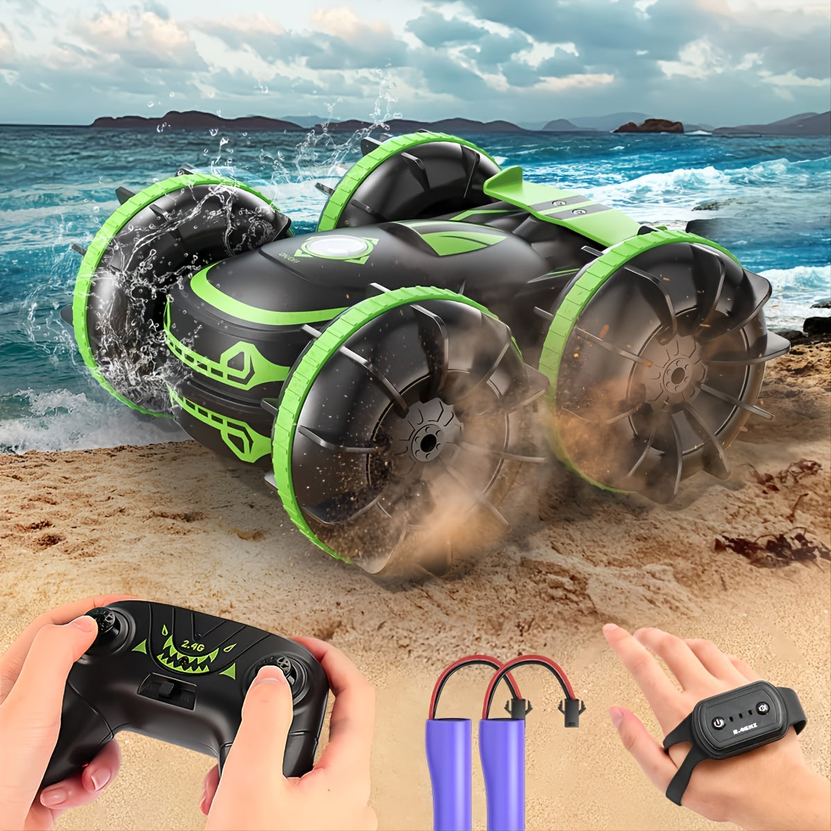 Amphibious 360° Rotating Waterproof RC Stunt Car, With Gesture Sensor, 2.4GHz Outdoor Remote Control, Four-Wheel Buggy, For ages 4 & older