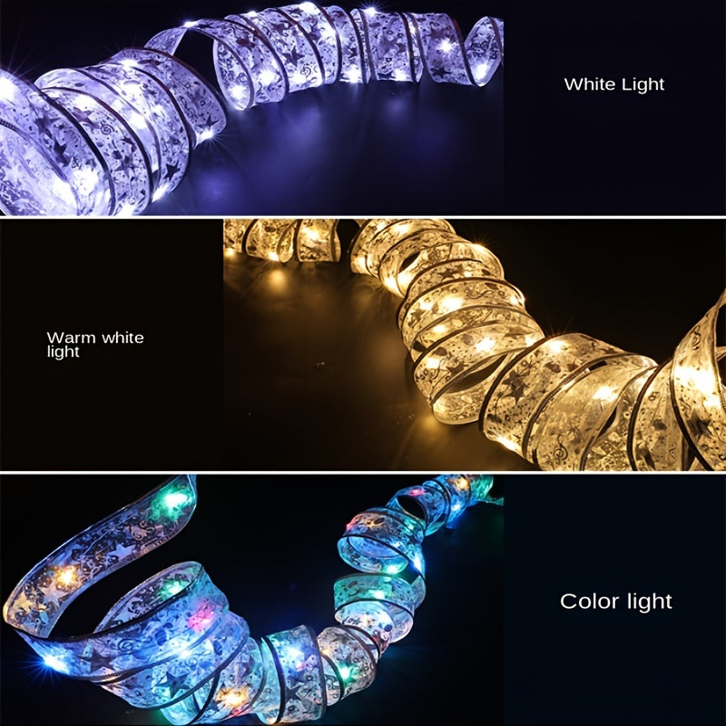 1pc Battery Powered Lights, 16.4 ft. LED Ribbon Decor, 3 styles