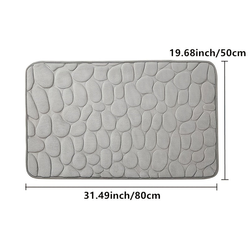 Cobblestone Embossed Bath Mat, Memory Foam Pad, Washable, Rapid Water Absorbent, Non-Slip, Thick, Soft And Comfortable