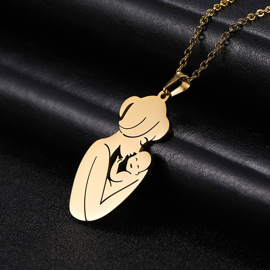 Mom Kissing Baby Necklace