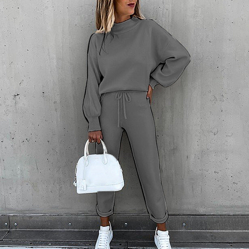 Women's High-neck Pullover, Two Piece, Sweatshirt Tracksuit with high-neck