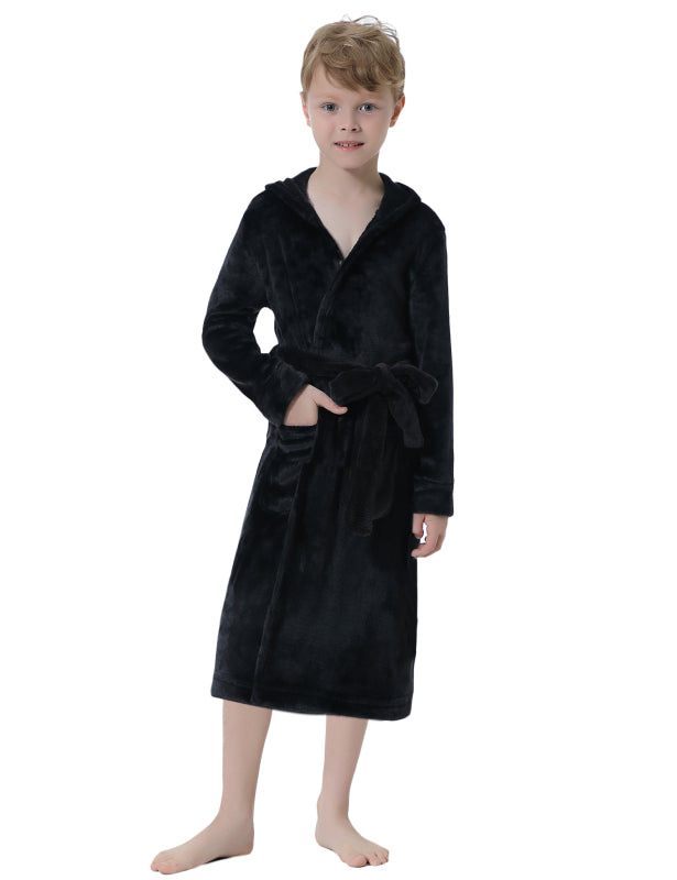 Boy's Solid Color Flannel Robe