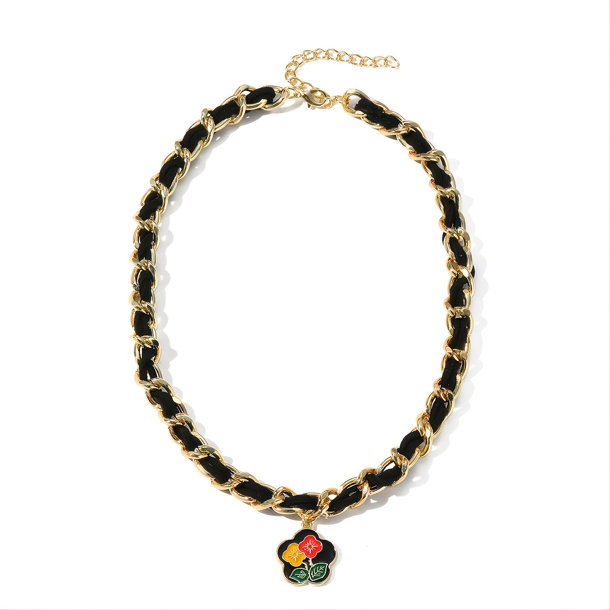 14K Gold Plated Black Necklace