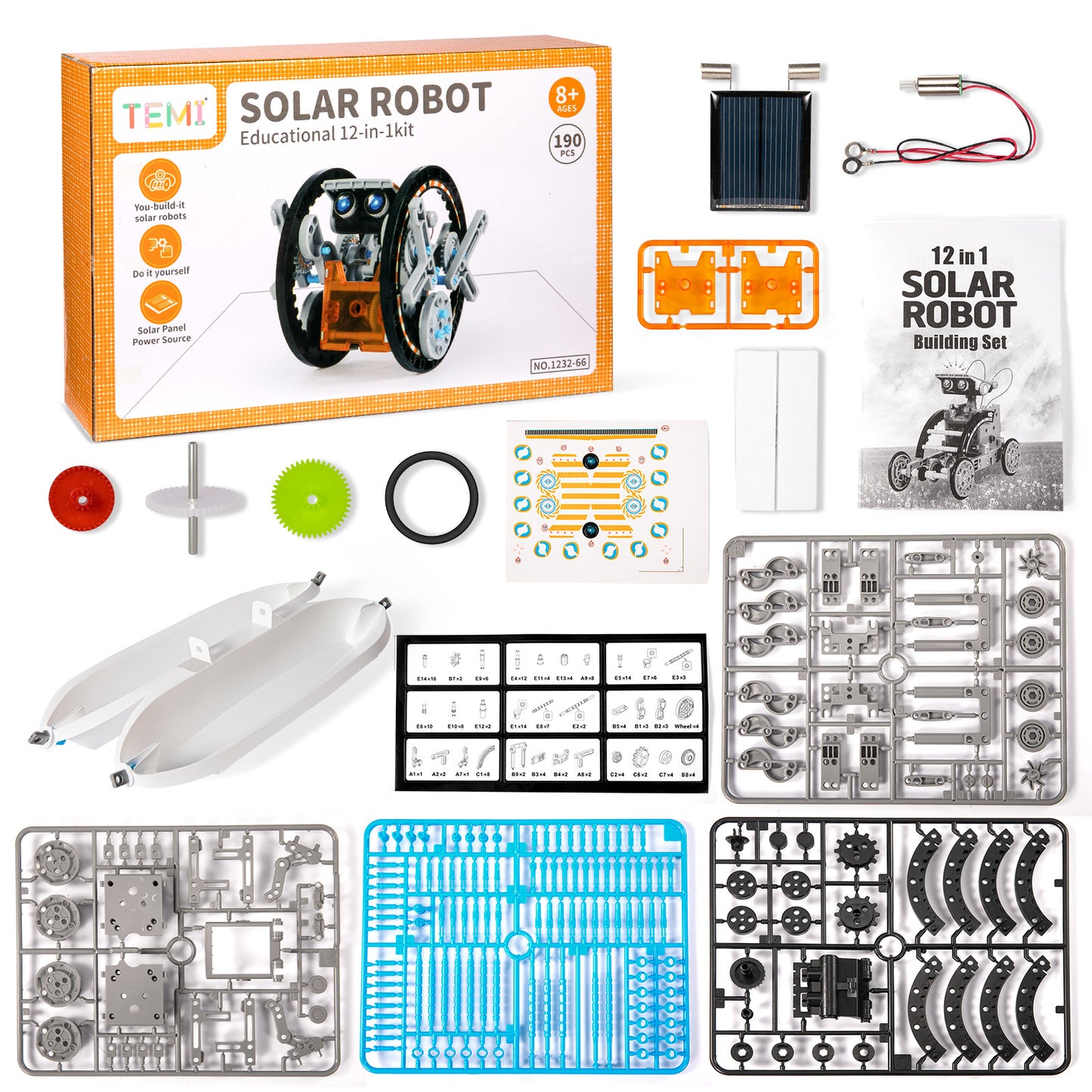 STEM Solar Robot Kit For Kids, 12-in-1 Educational STEM Science Experiment Toy