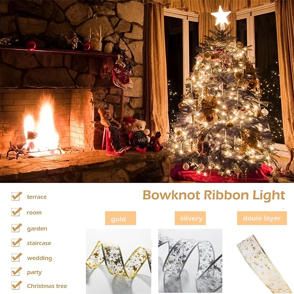 1pc Battery Powered Lights, 16.4 ft. LED Ribbon Decor, 3 styles