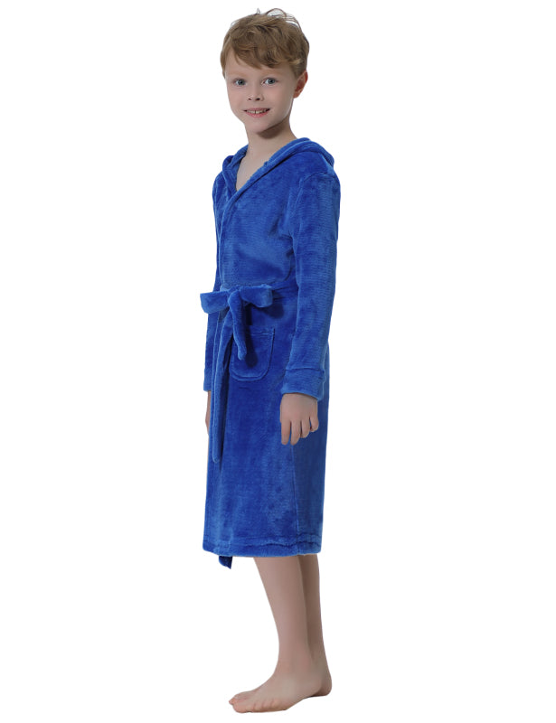 Boy's Solid Color Flannel Robe