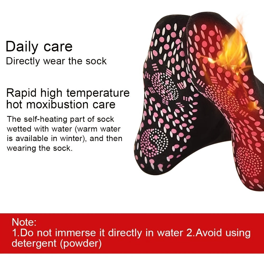 6 pairs Heated Socks, Self Heating Socks For Men & Women, Massage & Anti-Freezing foot warmer.  Good for Fishing, Camping, Hiking, Skiing, & everyday use!