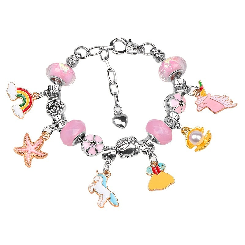 Charm Bracelet Making Kit, Including Beads & Snake Chains