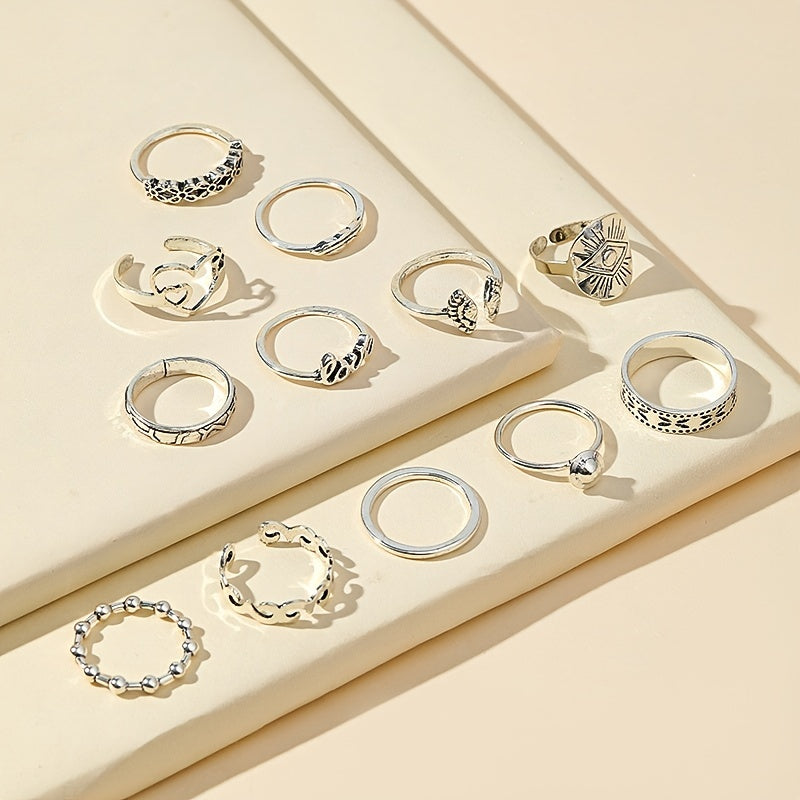 12pc  Vintage Silver Ring Jewelry