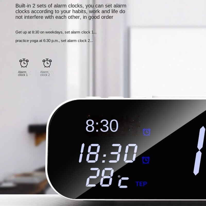 Multi Alarm Clock with Fast Charging Mobile Phone Charging Station, USB, and built-in thermostat