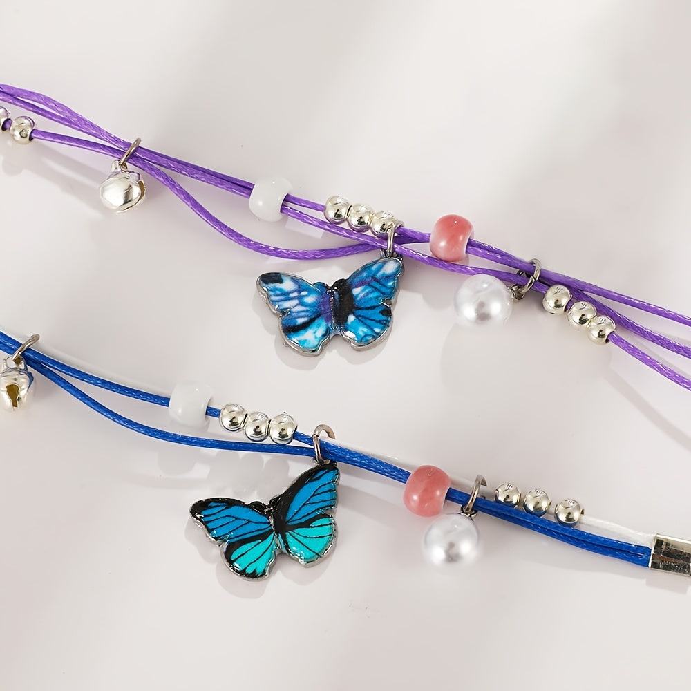 Blue Braided Butterfly Bracelet