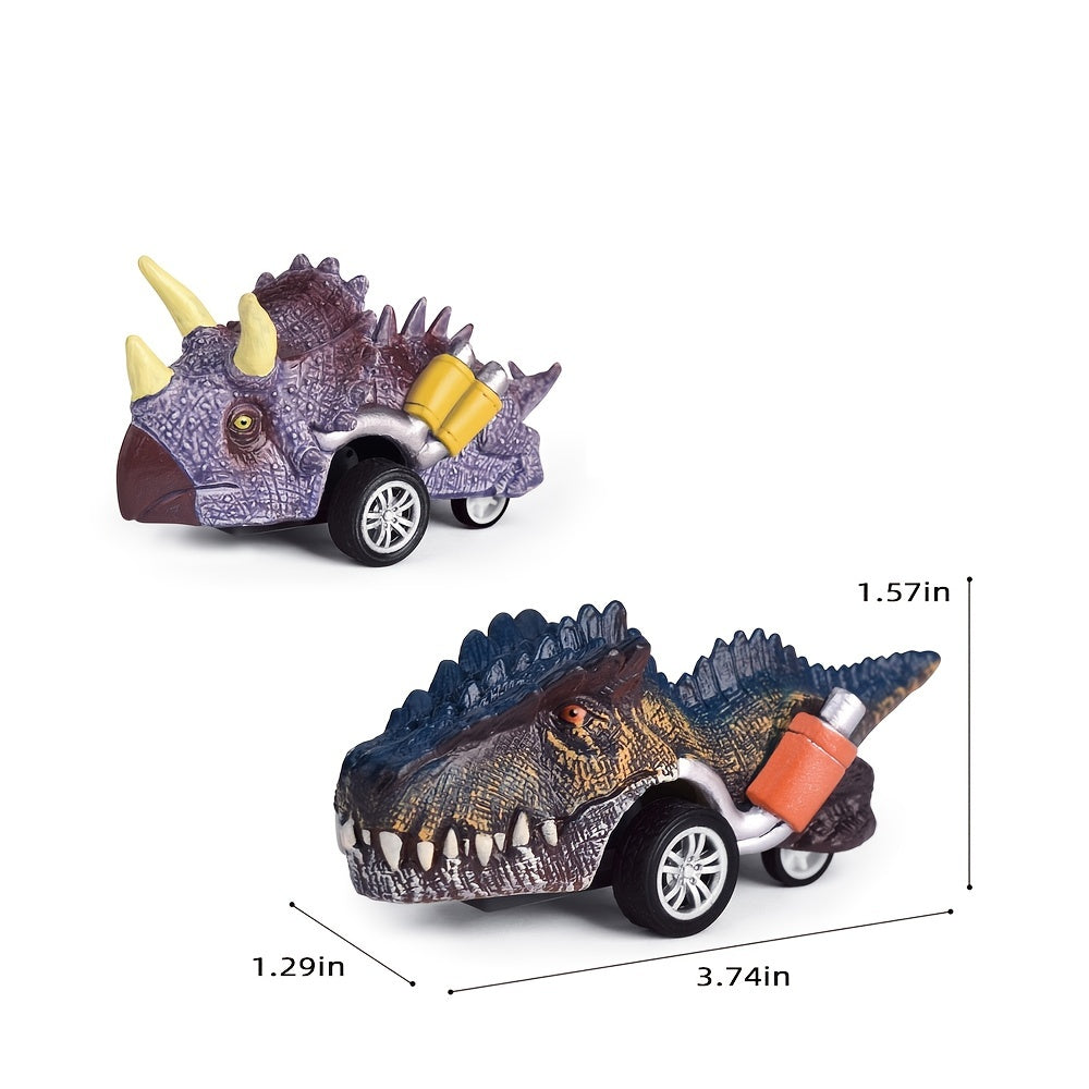 6 pc Jurassic Dinosaur Inertial Pullback Cars