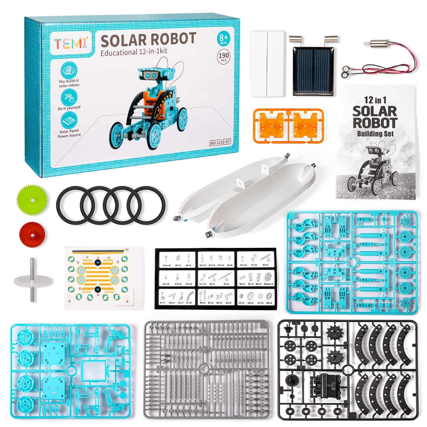 STEM Solar Robot Kit, 12-in-1 Educational STEM Science Experiment Toy, Solar Powered