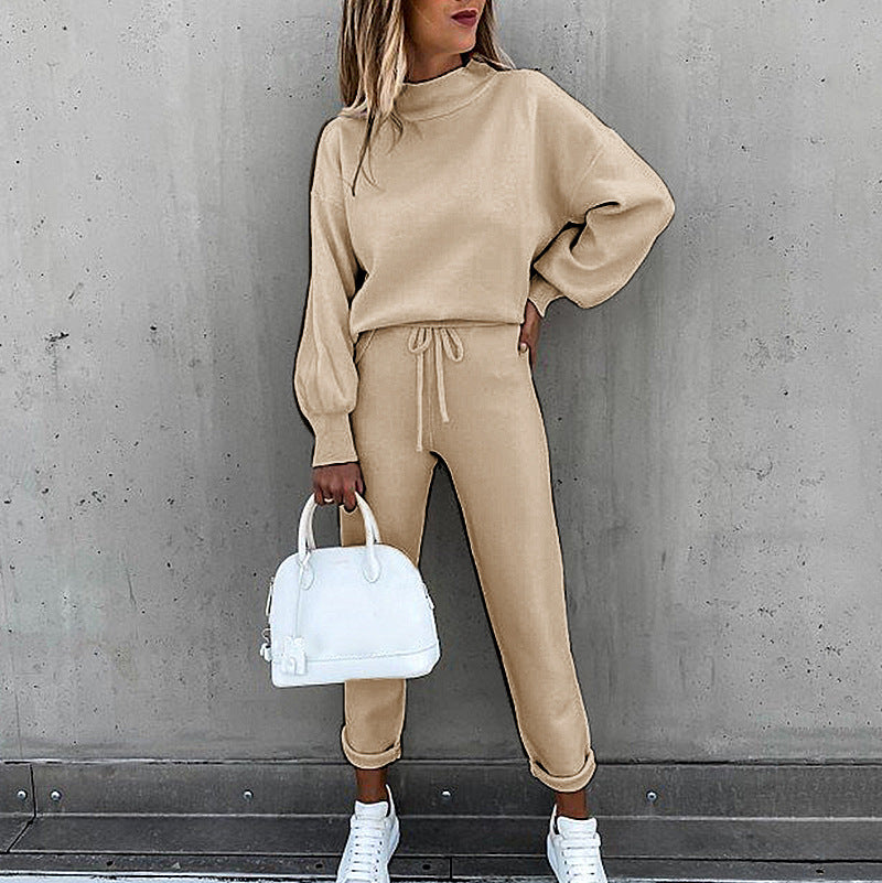 Women's High-neck Pullover, Two Piece, Sweatshirt Tracksuit with high-neck