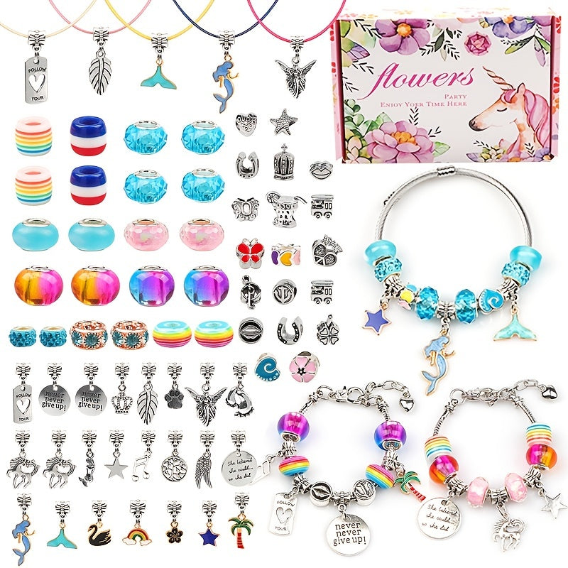 Charm Bracelet Making Kit, Including Beads & Snake Chains