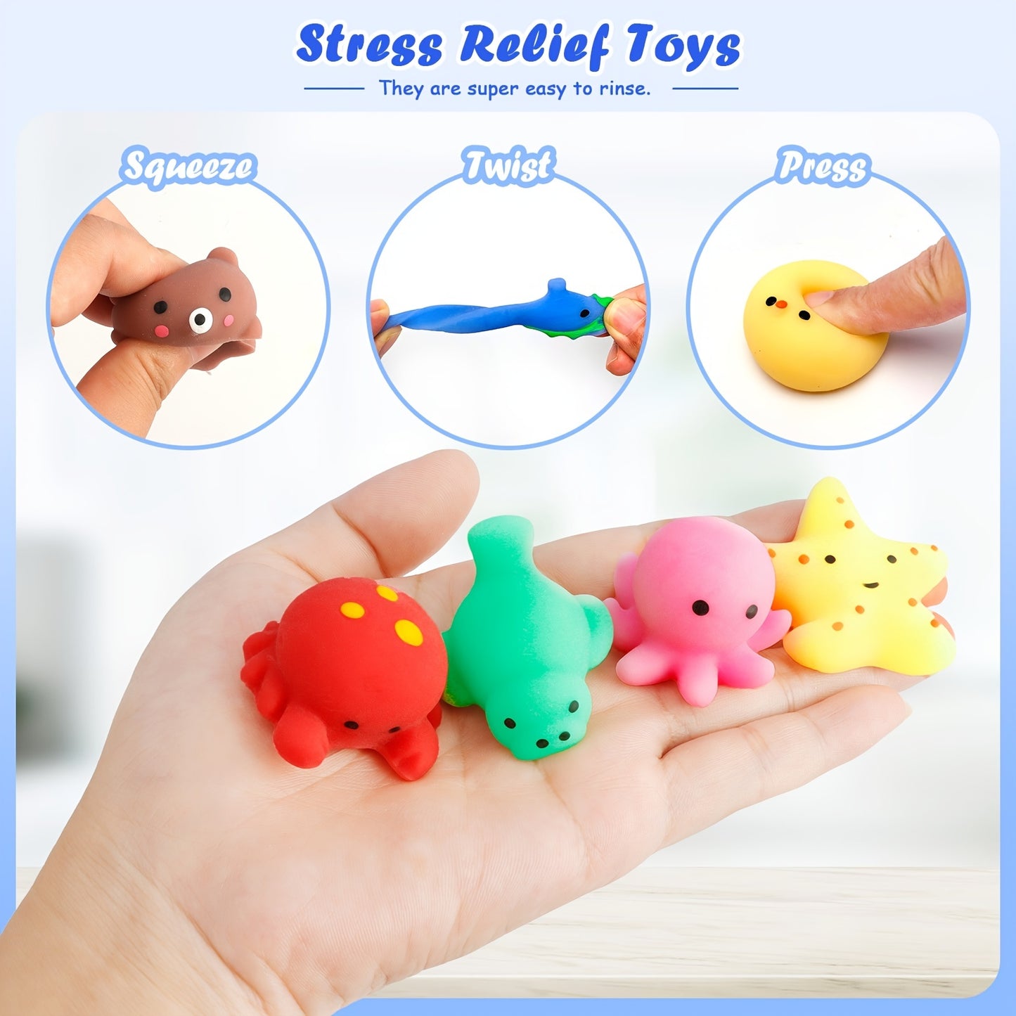 40pc  Mini Squishies, Dinosaurs, Animals, & Marine Life Design, Cute Soft Stress Relief Toys,  Funny Fidget Toys