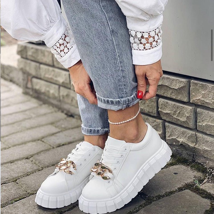 Low-Top Casual Sneakers w/chain