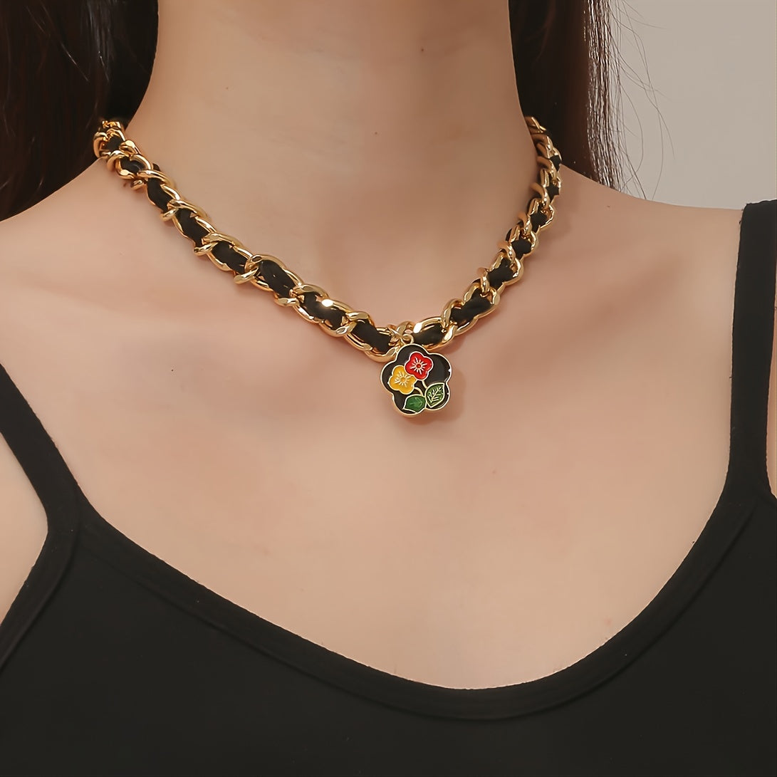 14K Gold Plated Black Necklace