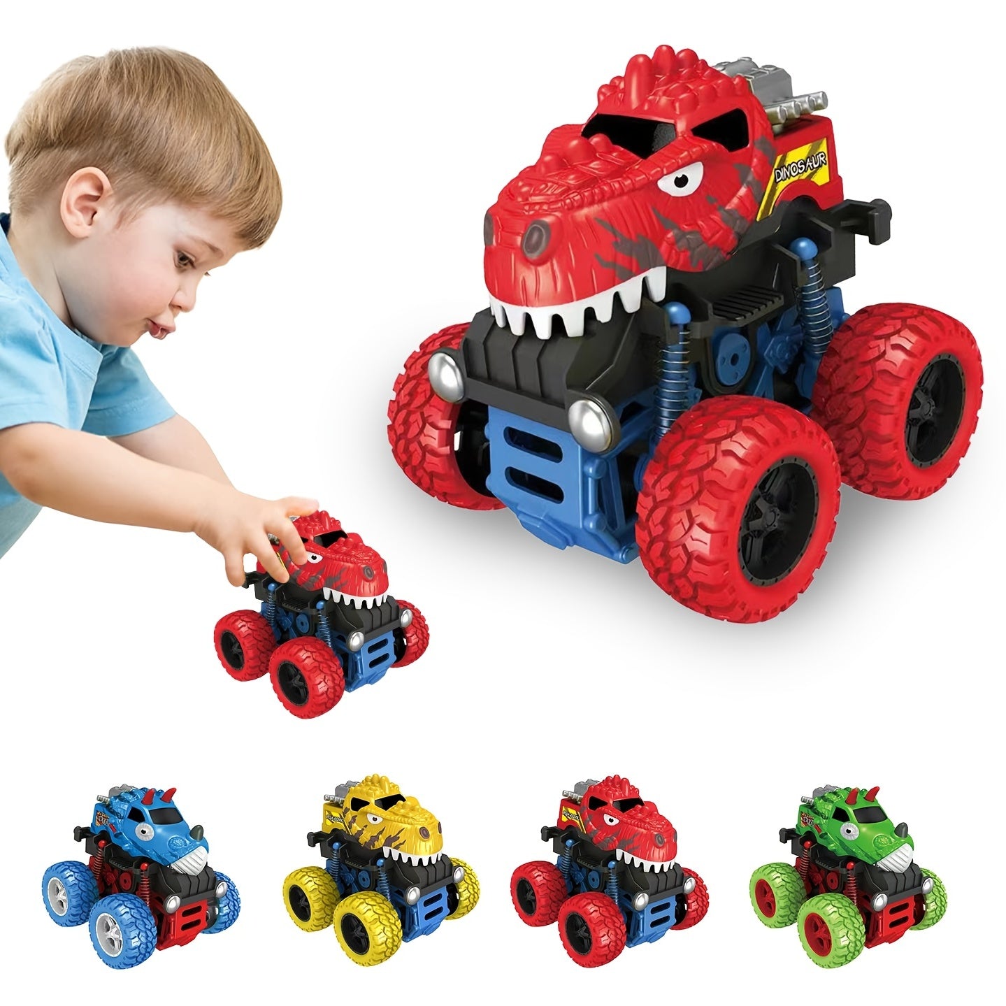 Dinosaur Inertial Toy, Friction Powered Push And Go Monster Trucks