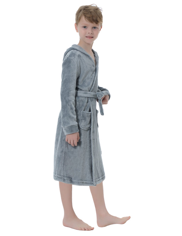 Boy's Solid Color Flannel Robe