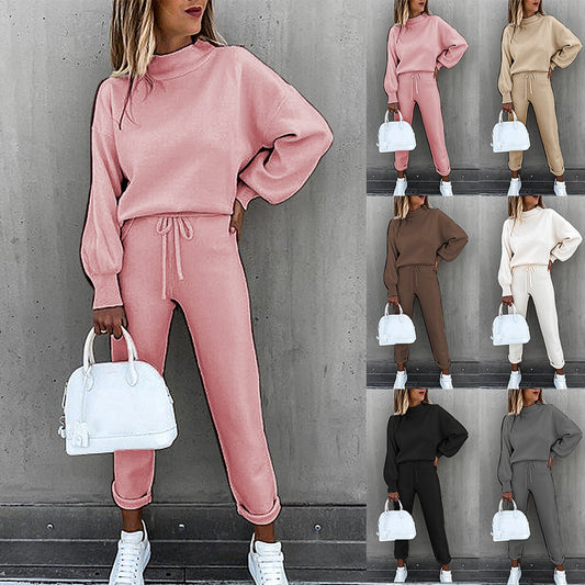 Women's High-neck Pullover, Two Piece, Sweatshirt Tracksuit with high-neck