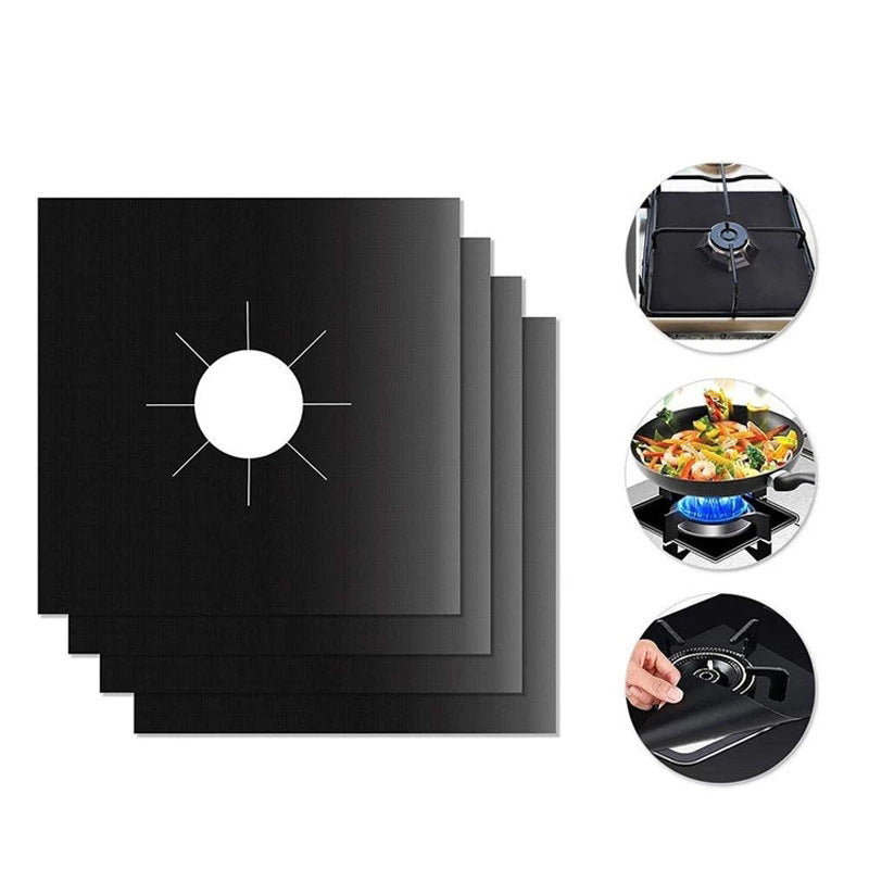 4pc, 0.2mm, Gas Stove Mat, High Temperature Stability, Safe And Non-toxic, Oil-proof, Easy To Clean