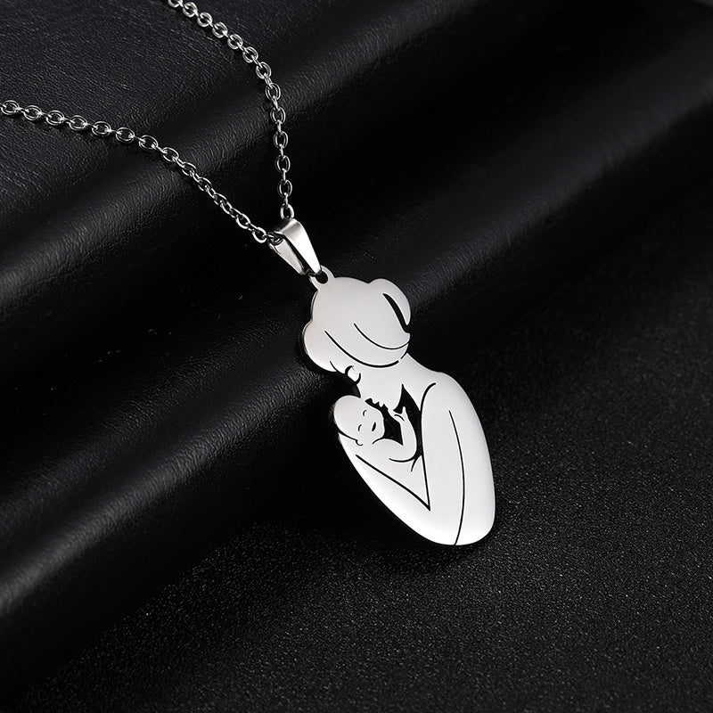 Mom Kissing Baby Necklace