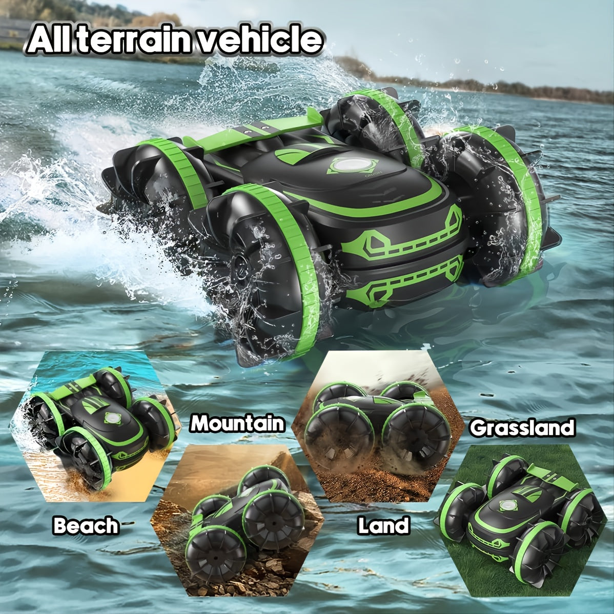 Amphibious 360° Rotating Waterproof RC Stunt Car, With Gesture Sensor, 2.4GHz Outdoor Remote Control, Four-Wheel Buggy, For ages 4 & older