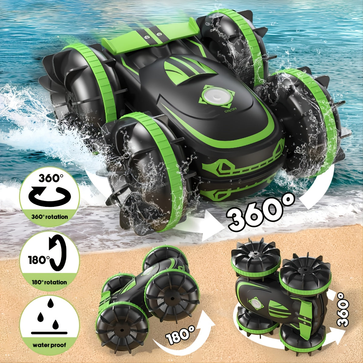 Amphibious 360° Rotating Waterproof RC Stunt Car, With Gesture Sensor, 2.4GHz Outdoor Remote Control, Four-Wheel Buggy, For ages 4 & older