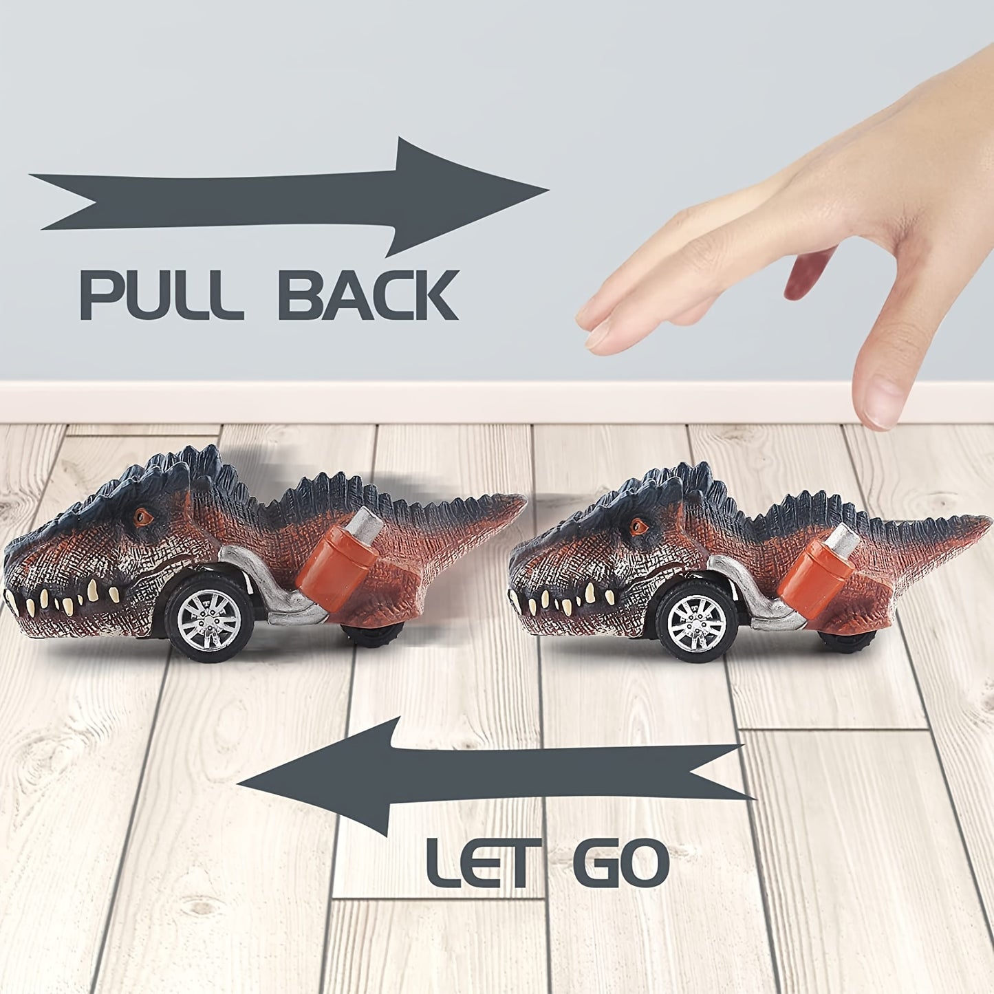 6 pc Jurassic Dinosaur Inertial Pullback Cars