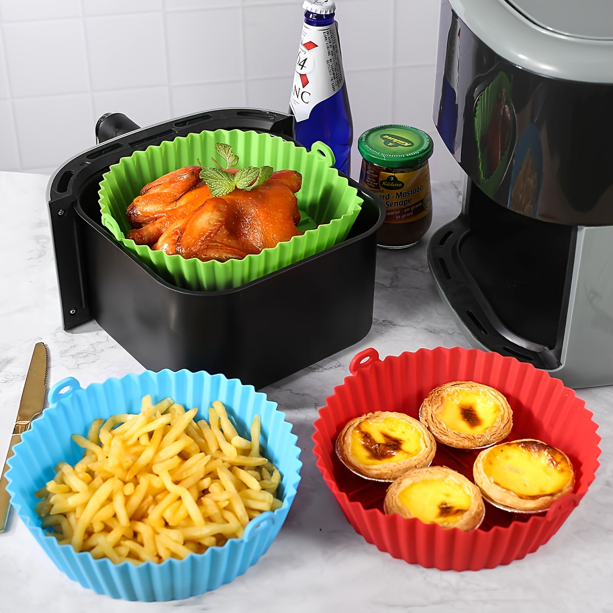 1/2/3pcs Silicone Air Fryer Tray