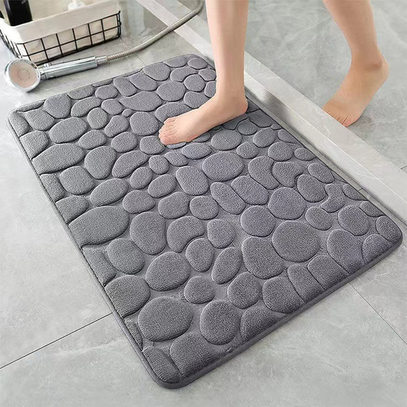 Cobblestone Embossed Bath Mat, Memory Foam Pad, Washable, Rapid Water Absorbent, Non-Slip, Thick, Soft And Comfortable